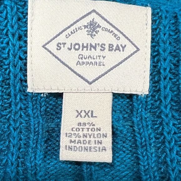 St. John’s Bay Regal Teal Long Sleeve Cable Knit Pullover Sweater Size XXL - Picture 6 of 9